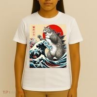 Catzilla Cat Japanese Art Funny Cat Gifts T-Shirt thumb 4