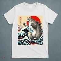 Catzilla Cat Japanese Art Funny Cat Gifts T-Shirt thumb 5
