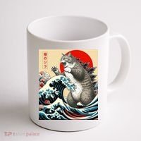 Catzilla Cat Japanese Art Funny Cat Gifts Coffee Mug thumb 1