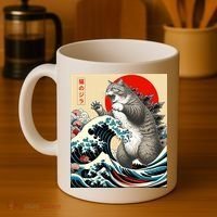 Catzilla Cat Japanese Art Funny Cat Gifts Coffee Mug thumb 4