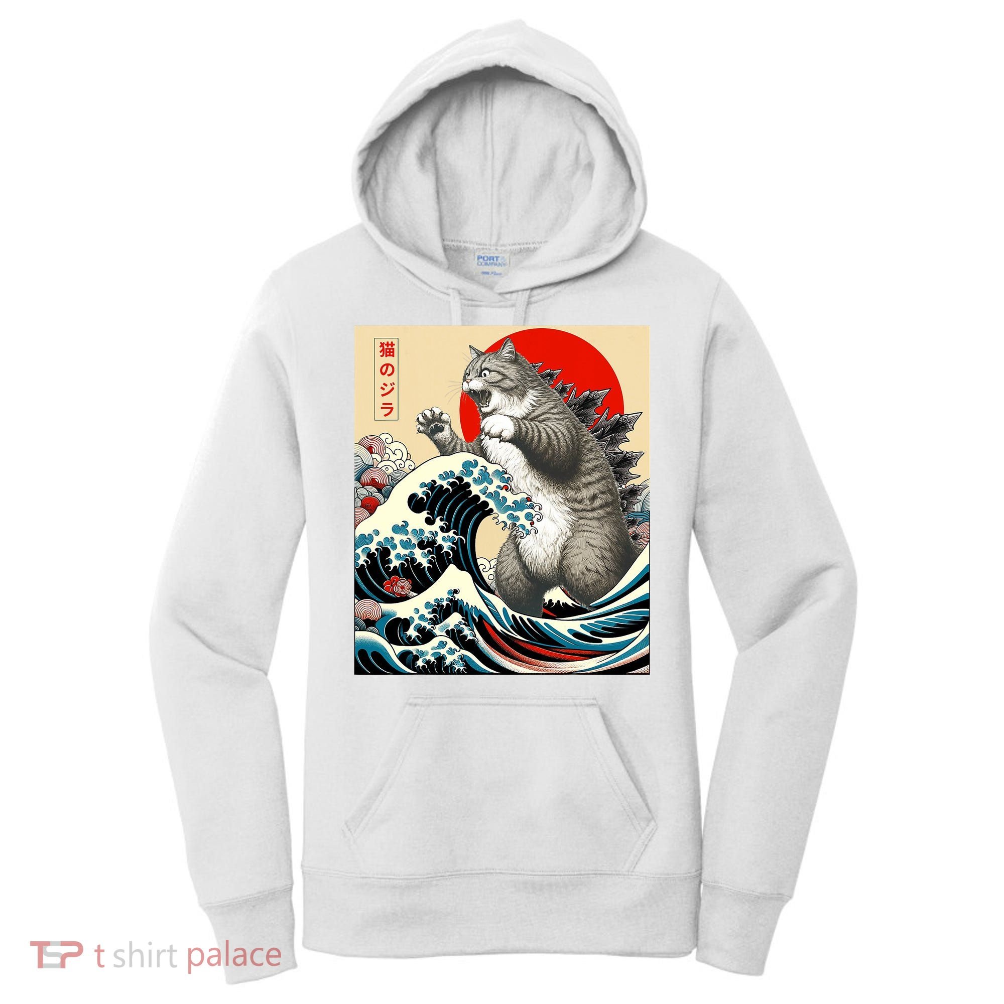 Catzilla Cat Japanese Art Funny Cat Gifts Women's Hoodie