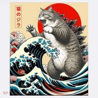 Catzilla Cat Japanese Art Funny Cat Gifts Women's Hoodie thumb 2