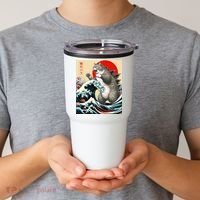 Catzilla Cat Japanese Art Funny Cat Gifts Tumbler thumb 2