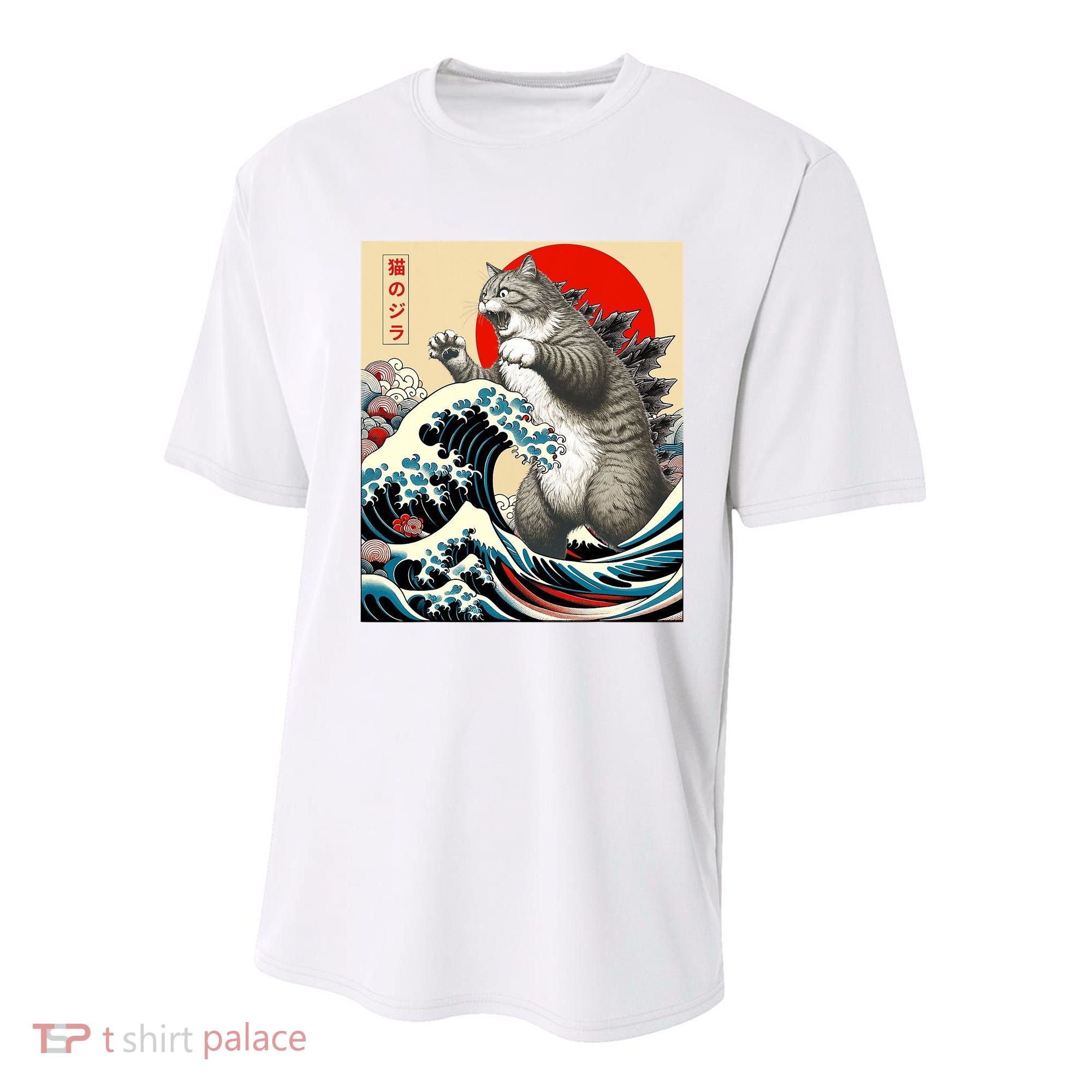 Catzilla Cat Japanese Art Funny Cat Gifts Youth Performance Sprint T-Shirt