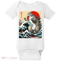 Catzilla Cat Japanese Art Funny Cat Gifts Baby Bodysuit thumb 0