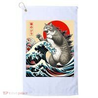 Catzilla Cat Japanese Art Funny Cat Gifts Golf Towel thumb 0