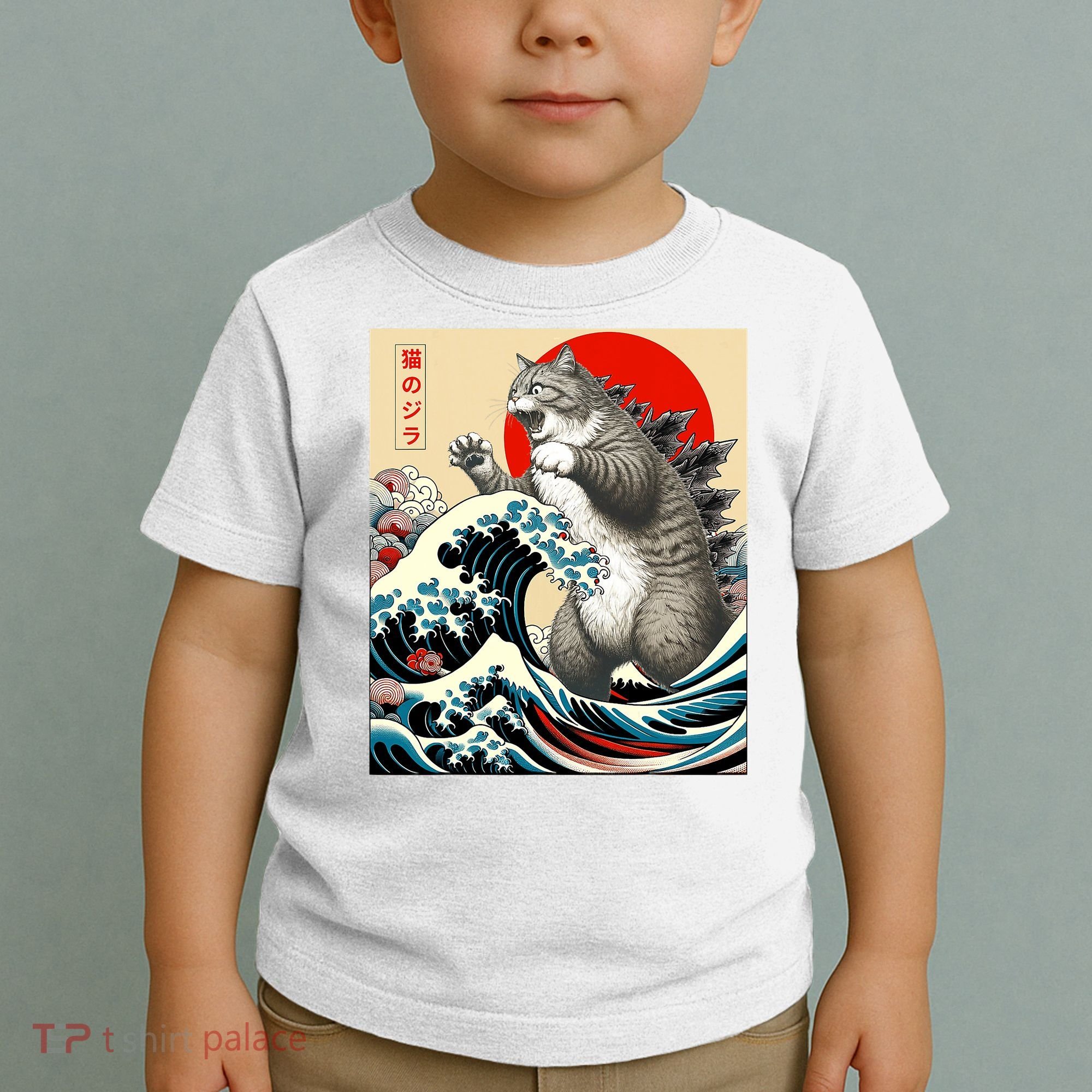 Catzilla Cat Japanese Art Funny Cat Gifts Toddler T-Shirt