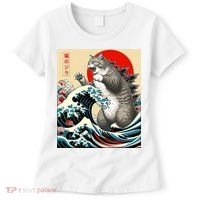 Catzilla Cat Japanese Art Funny Cat Gifts Women's T-Shirt thumb 0