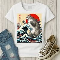 Catzilla Cat Japanese Art Funny Cat Gifts Women's T-Shirt thumb 3