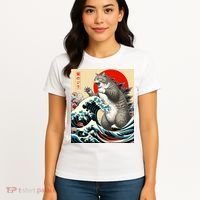 Catzilla Cat Japanese Art Funny Cat Gifts Women's T-Shirt thumb 4