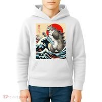 Catzilla Cat Japanese Art Funny Cat Gifts Kids Hoodie thumb 4