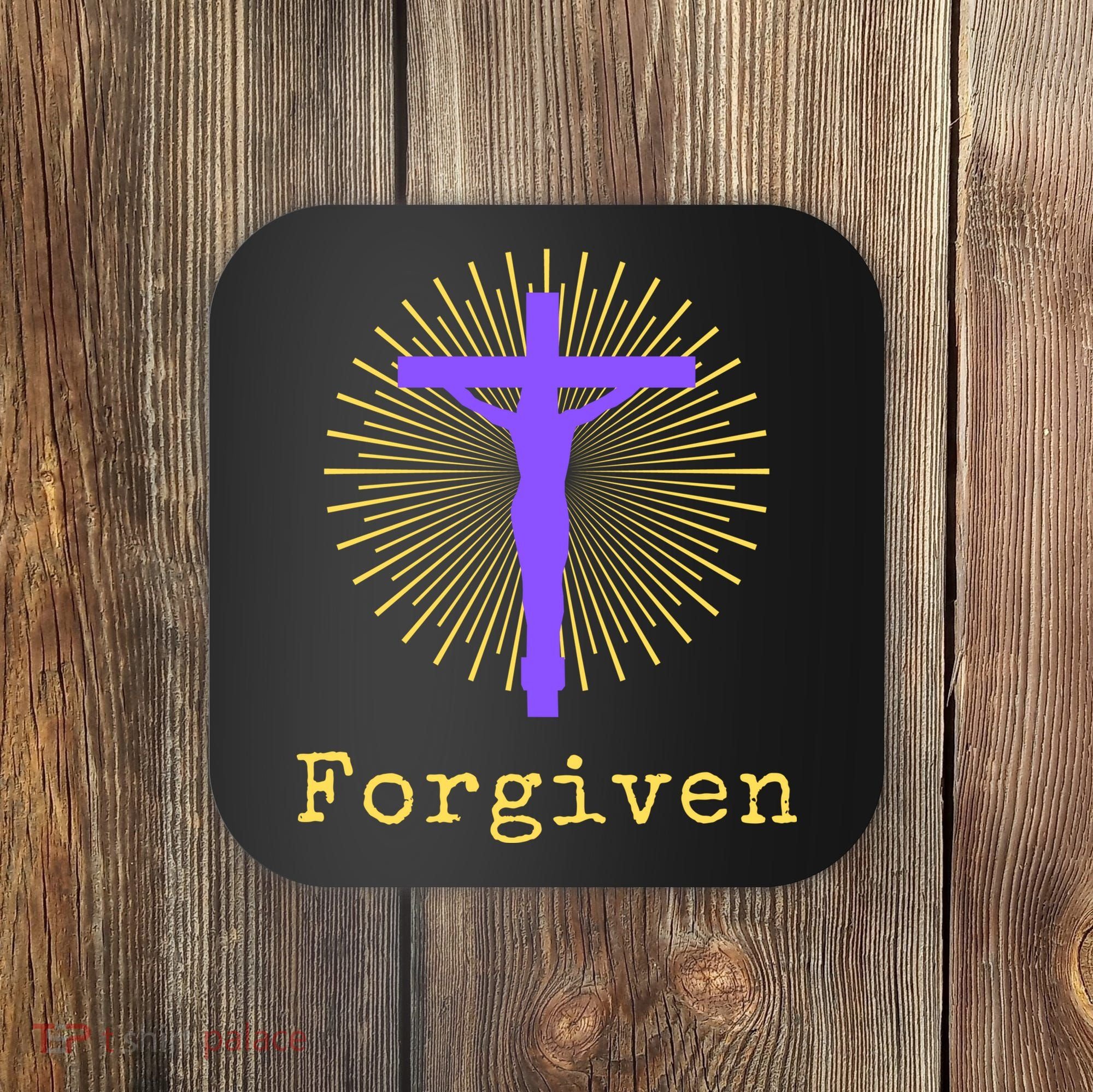 Chrisitan Cross Jesus Forgiven Faith Gift Coaster