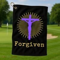 Chrisitan Cross Jesus Forgiven Faith Gift Golf Towel thumb 1