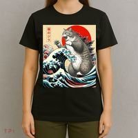 Catzilla Cat Japanese Art Funny Cat Gifts For Women T-Shirt thumb 4