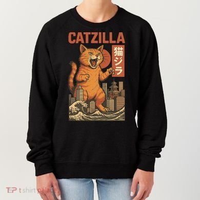 Catzilla Cat Japanese Art Funny Cat Women's Sweatshirt