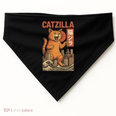 Catzilla Cat Japanese Art Funny Cat USA-Made Doggie Bandana
