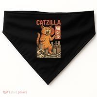 Catzilla Cat Japanese Art Funny Cat USA-Made Doggie Bandana thumb 0