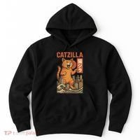 Catzilla Cat Japanese Art Funny Cat Hoodie thumb 0