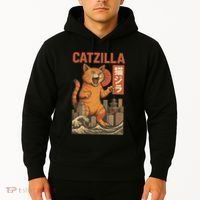 Catzilla Cat Japanese Art Funny Cat Hoodie thumb 2