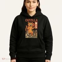 Catzilla Cat Japanese Art Funny Cat Hoodie thumb 5
