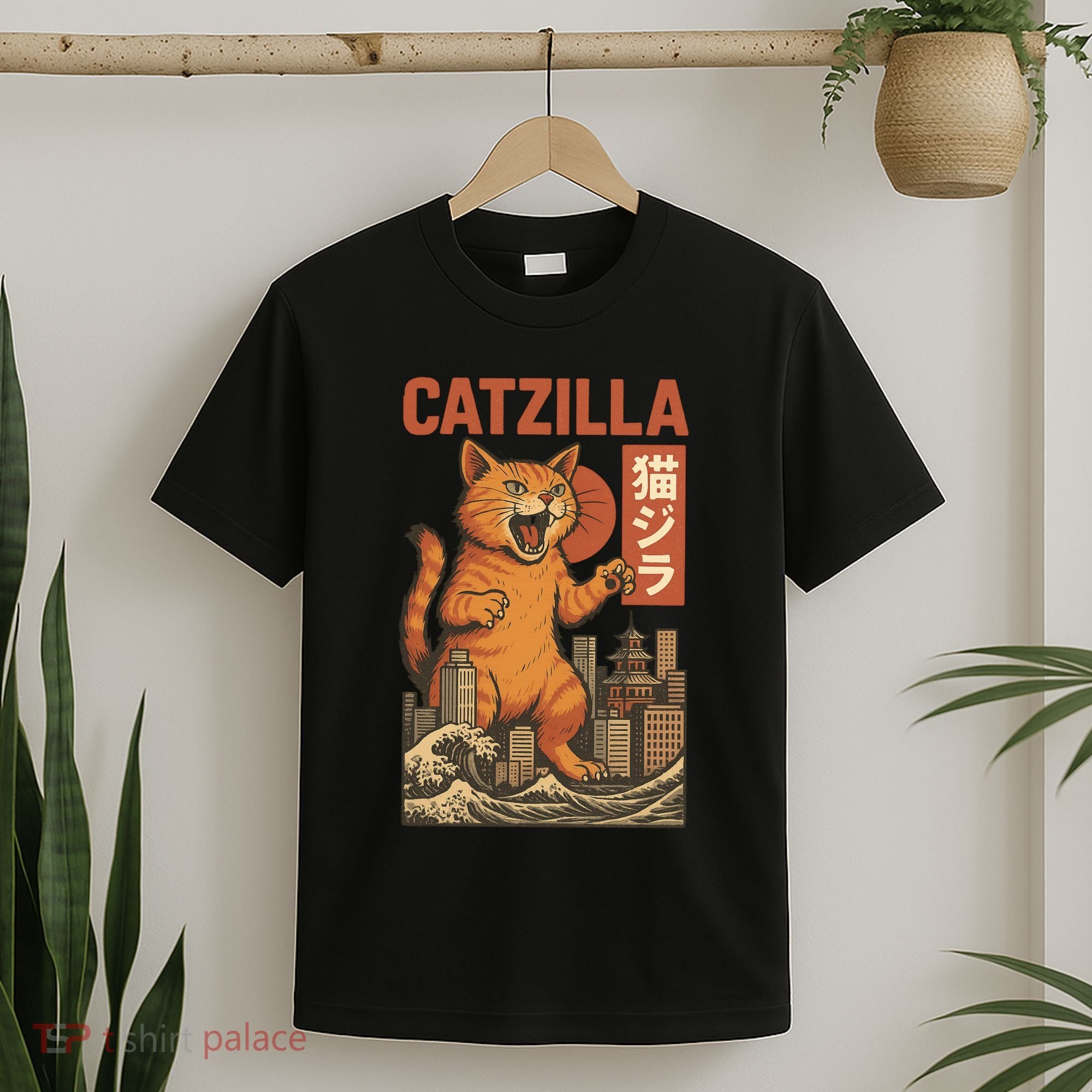 Catzilla Cat Japanese Art Funny Cat T-Shirt