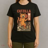 Catzilla Cat Japanese Art Funny Cat T-Shirt thumb 4