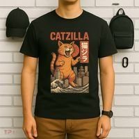 Catzilla Cat Japanese Art Funny Cat T-Shirt thumb 6