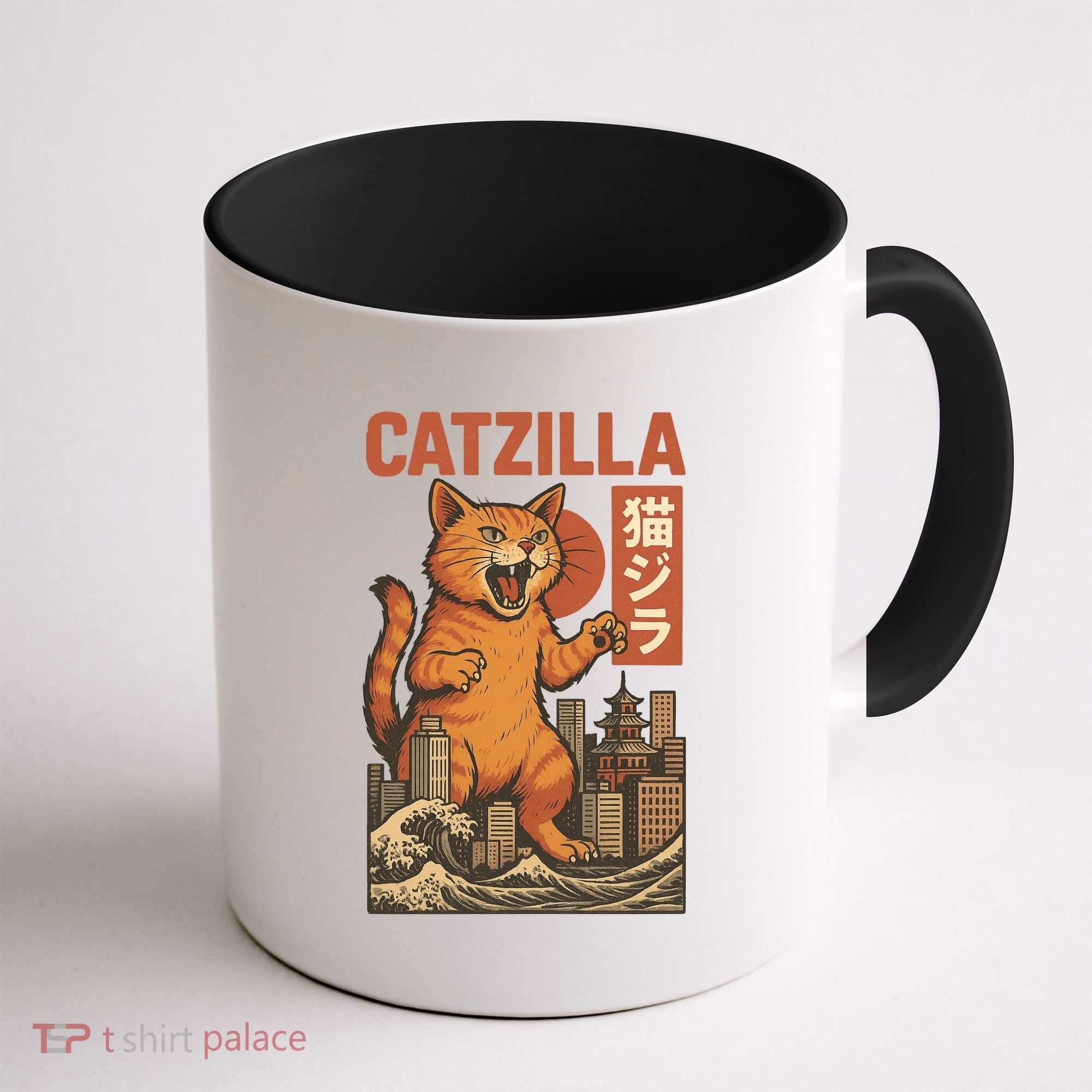 Catzilla Cat Japanese Art Funny Cat Coffee Mug