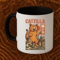 Catzilla Cat Japanese Art Funny Cat Coffee Mug thumb 2