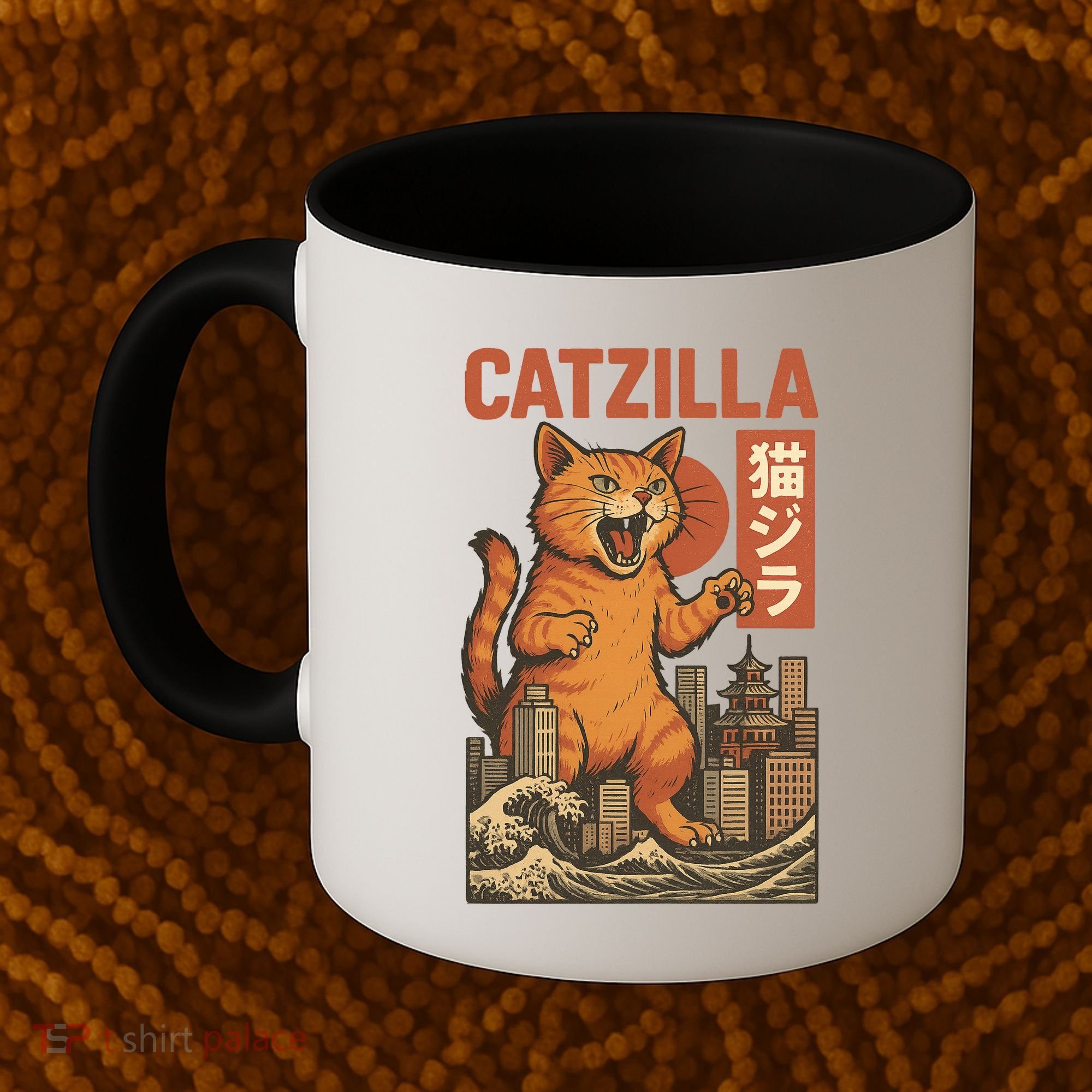 Catzilla Cat Japanese Art Funny Cat Coffee Mug