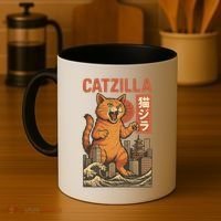 Catzilla Cat Japanese Art Funny Cat Coffee Mug thumb 4
