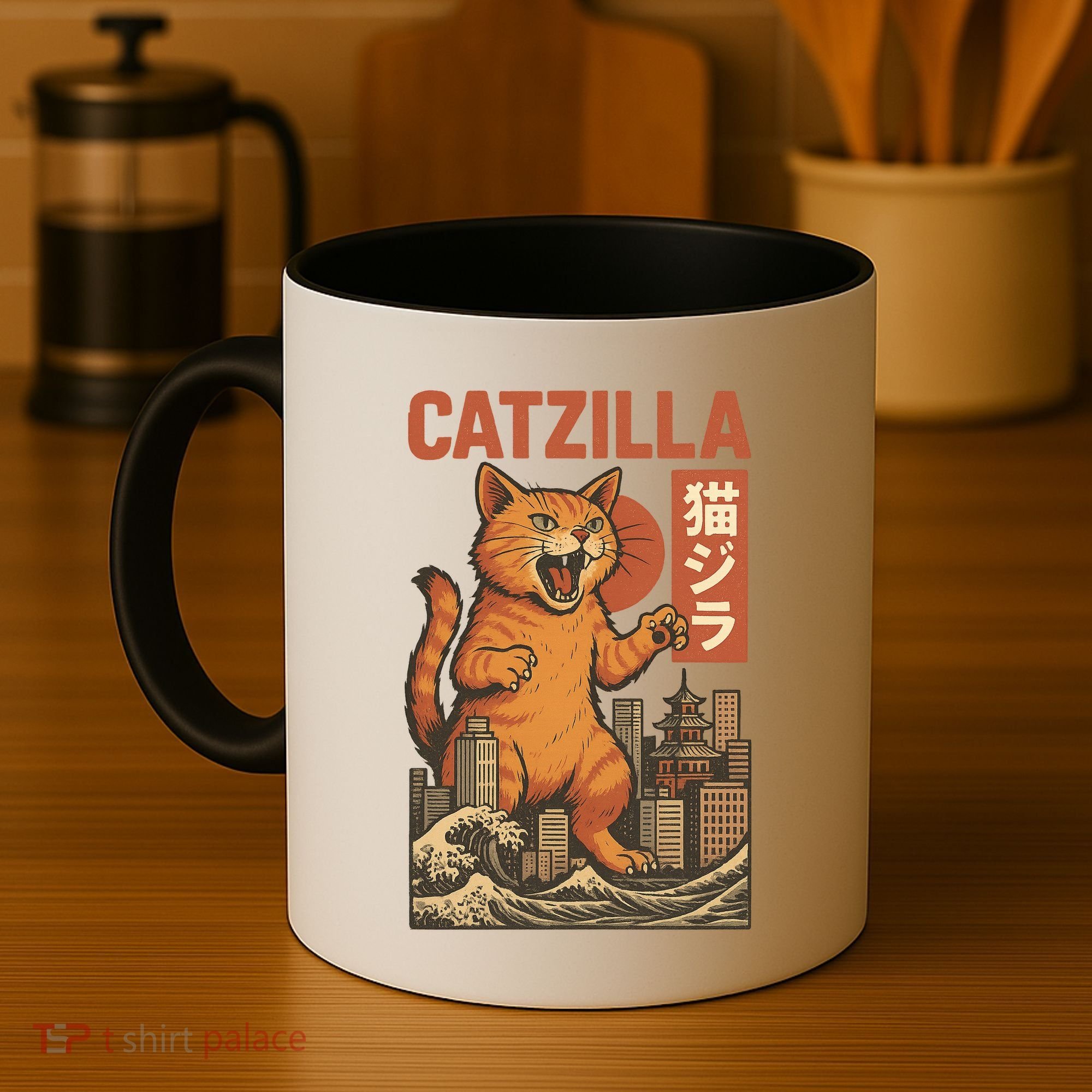 Catzilla Cat Japanese Art Funny Cat Coffee Mug