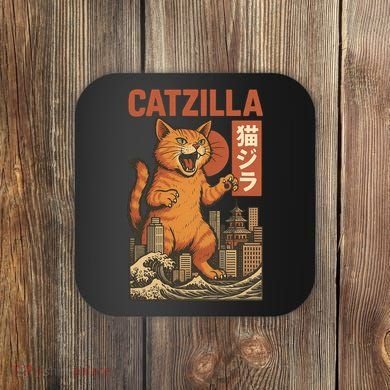 Catzilla Cat Japanese Art Funny Cat Coaster