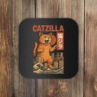 Catzilla Cat Japanese Art Funny Cat Coaster thumb 0