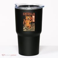 Catzilla Cat Japanese Art Funny Cat Tumbler thumb 0