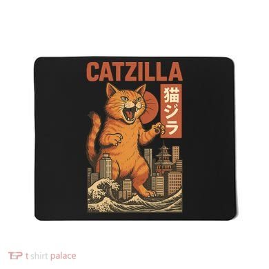 Catzilla Cat Japanese Art Funny Cat Mousepad
