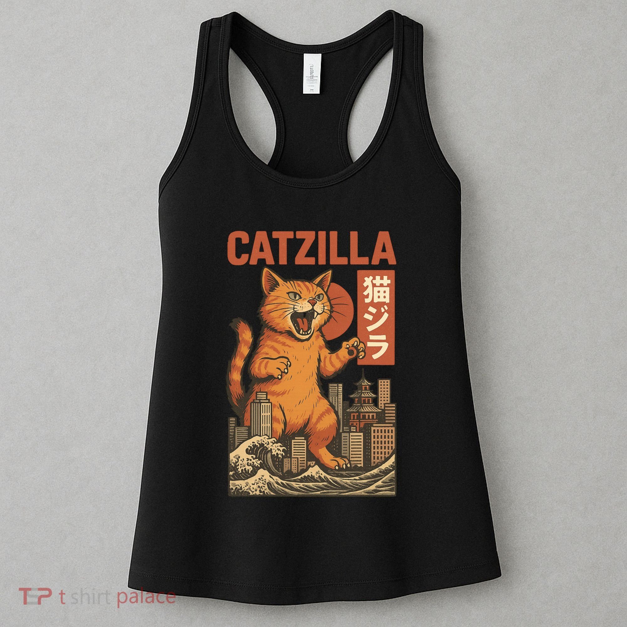 Catzilla Cat Japanese Art Funny Cat Women's Tank Top