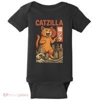 Catzilla Cat Japanese Art Funny Cat Baby Bodysuit thumb 0