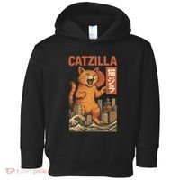 Catzilla Cat Japanese Art Funny Cat Toddler Hoodie thumb 0