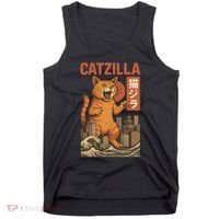 Catzilla Cat Japanese Art Funny Cat Tank Top thumb 0