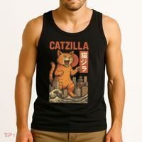 Catzilla Cat Japanese Art Funny Cat Tank Top thumb 3