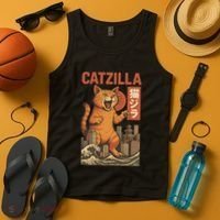 Catzilla Cat Japanese Art Funny Cat Tank Top thumb 4
