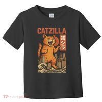 Catzilla Cat Japanese Art Funny Cat Toddler T-Shirt thumb 0