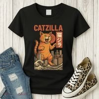 Catzilla Cat Japanese Art Funny Cat Women's T-Shirt thumb 3