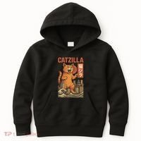 Catzilla Cat Japanese Art Funny Cat Kids Hoodie thumb 0