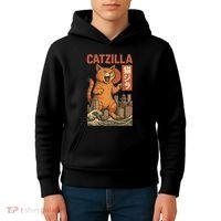 Catzilla Cat Japanese Art Funny Cat Kids Hoodie thumb 4