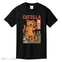 Catzilla Cat Japanese Art Funny Cat Kids T-Shirt thumb 0