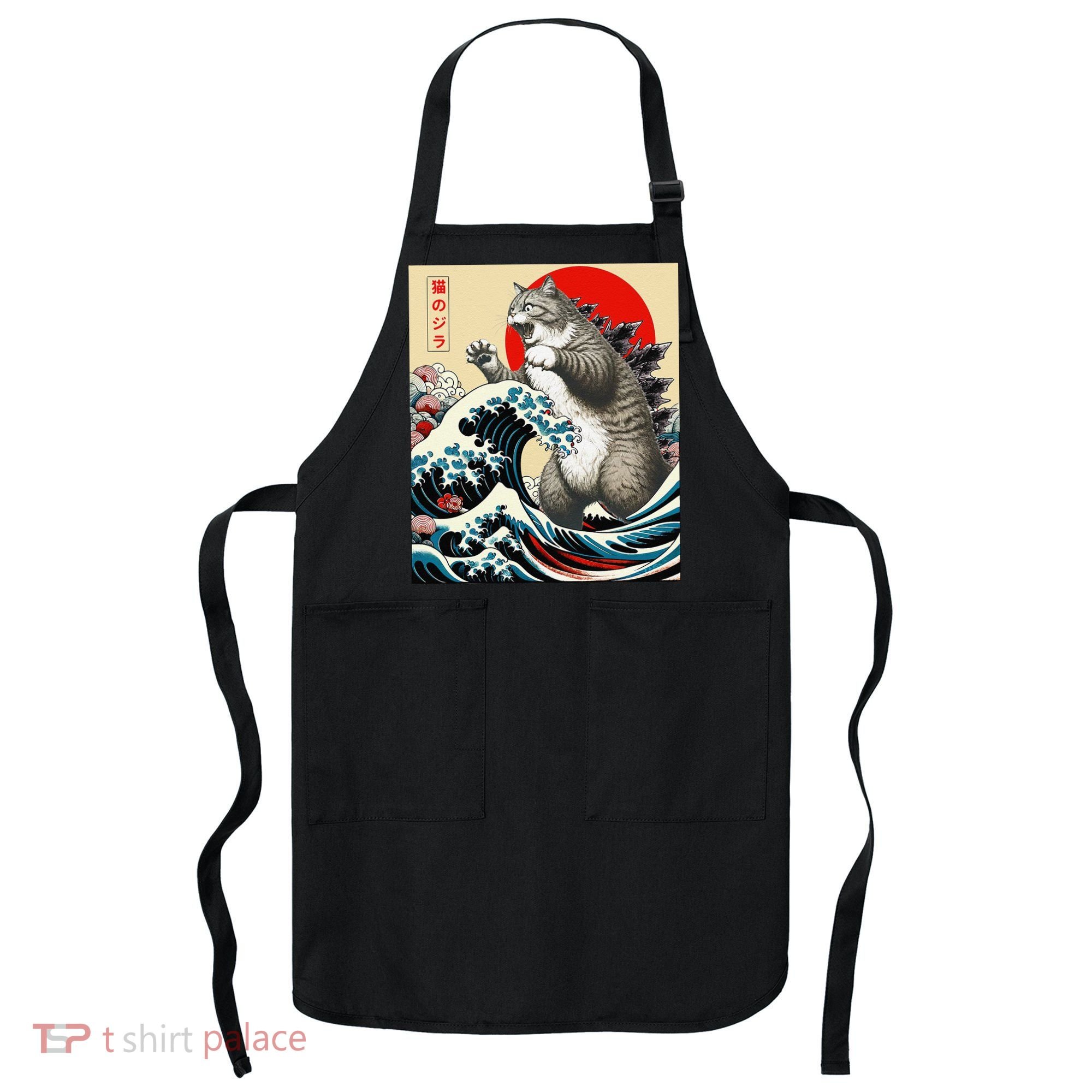 Catzilla Cat Japanese Art Funny Cat Gifts Apron