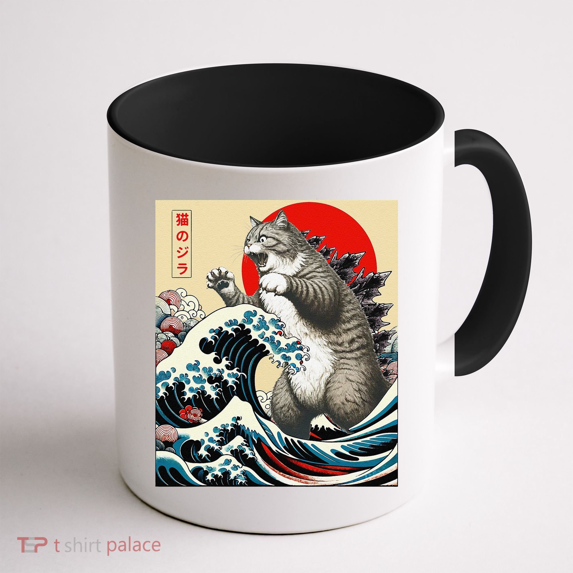 Catzilla Cat Japanese Art Funny Cat Gifts Coffee Mug