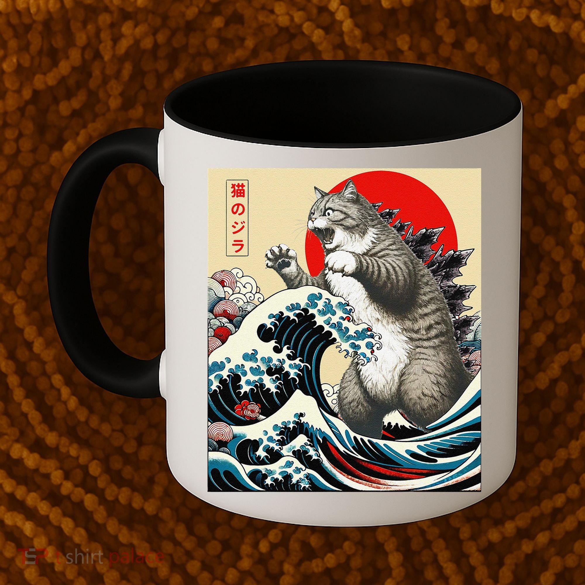 Catzilla Cat Japanese Art Funny Cat Gifts Coffee Mug
